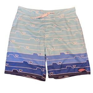 Vineyard Vines Board Shorts‎ Mens 38 Blue Whale Stripe Swim Trunks Drawstring